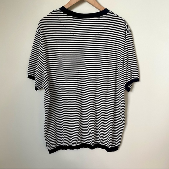 Theory Veran Tact Pique Striped Tee Blue and White Stripe Size XXL - Picture 9 of 9